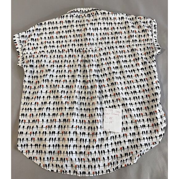 Jane And Delaney Birds On A Wire Parrot Large Roll Tab Sleeve Button Up Shirt - Picture 11 of 11